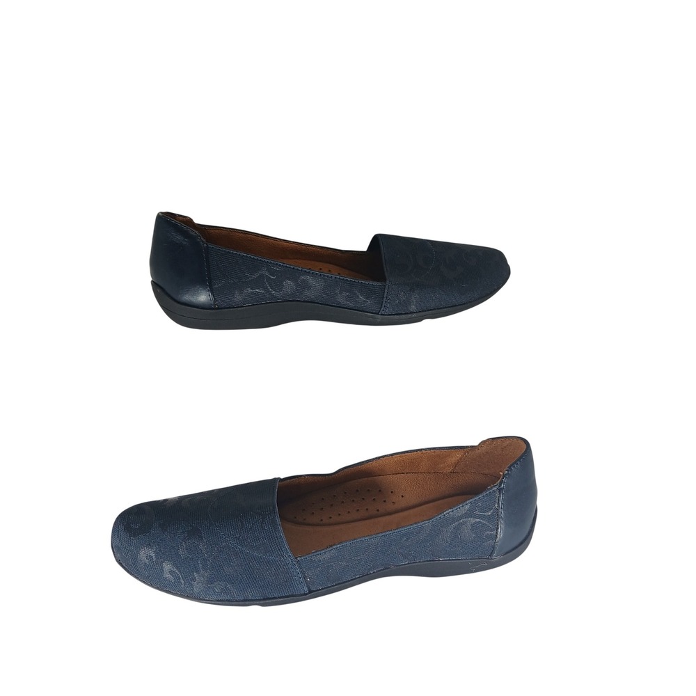 Hush Puppies Flats 7.5 Narrow Navy Blue Paisley Jacquard Comfort Slip On Z904
